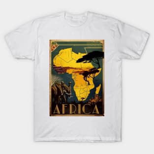 Africa Golden Continent Vintage Travel Art Poster T-Shirt